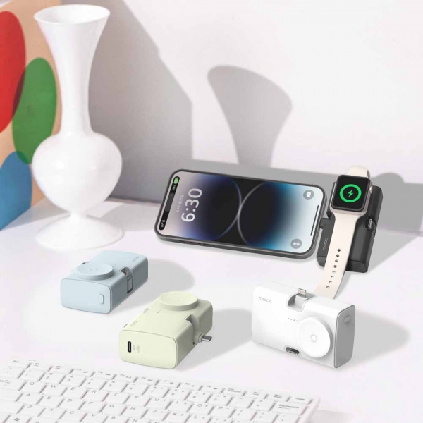 모락 큐잉 4IN1 8핀 C타입 도킹형 애플워치 멀티 보조배터리 5000mAh